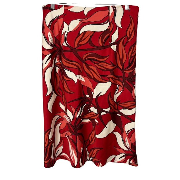 Sigrid Olsen Women Faux Wrap Skirt Size Large Red Ivory Midi Floral Stretch New - Picture 5 of 9